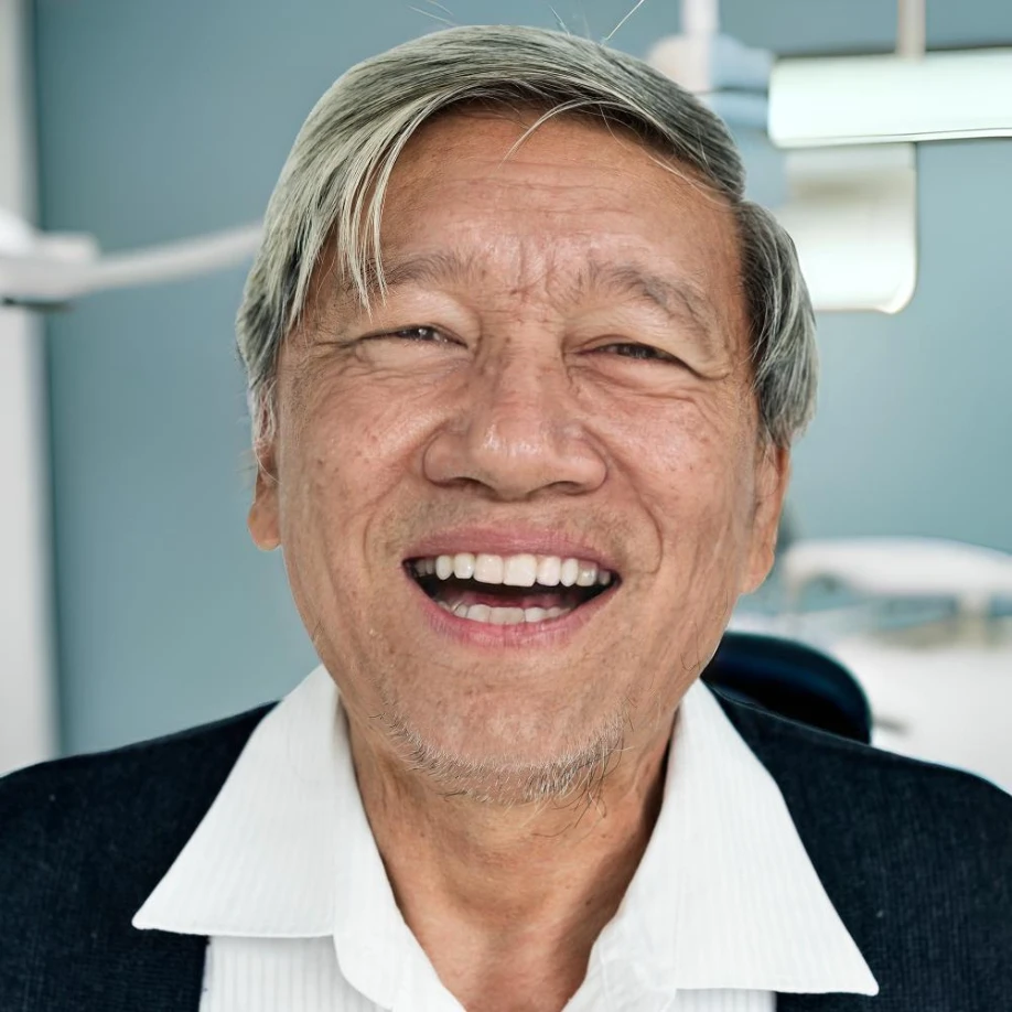 photo of old person with perfect teeth